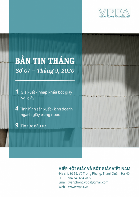 Bản tin tháng 9/2020 - HIỆP HỘI GIẤY VÀ BỘT GIẤY VIỆT NAM