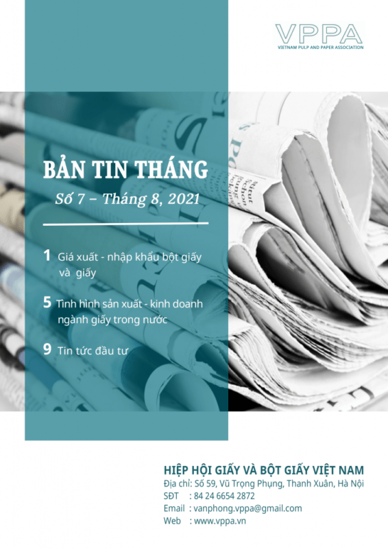 Bản tin tháng 8/2021 - HIỆP HỘI GIẤY VÀ BỘT GIẤY VIỆT NAM