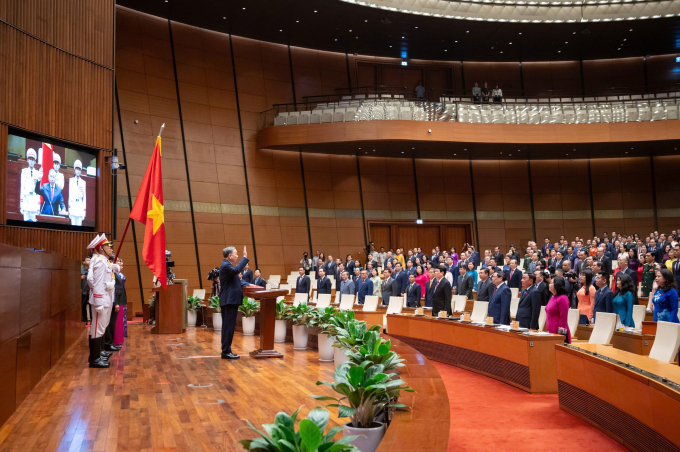 Chủ tịch nước Tô Lâm tuyên thệ trước sự chứng kiến của lãnh đạo Đảng, Nhà nước và đại biểu Quốc hội khóa 16. Ảnh: Phạm Thắng