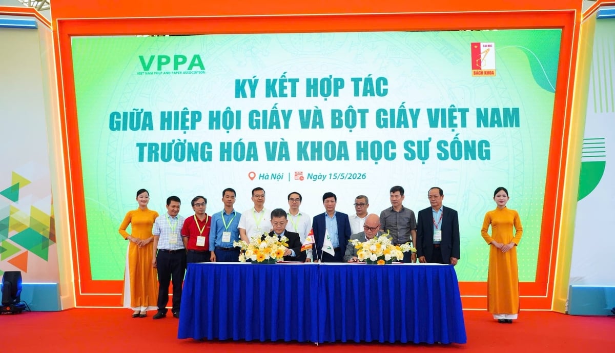 Hiệp hội Giấy và Bột giấy Việt Nam ký kết hợp tác với Trường Hóa và Khoa học sự sống nhằm thúc đẩy đào tạo nhân lực, chuyển giao công nghệ và phát triển bền vững ngành giấy. Ảnh: Thủy Nhi.